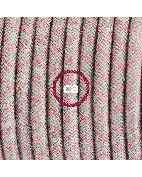 Lamp wiring, RD61 Ancient Pink Diamond Cotton and Natural Linen 1,80 m. Choose the colour of the switch and plug.