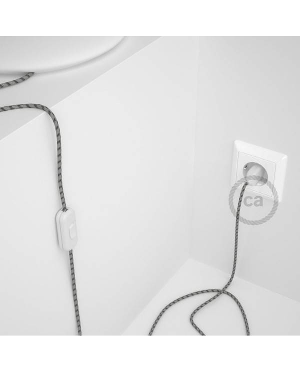 Lamp wiring, RD54 Anthracite Stripes Cotton and Natural Linen 1,80 m. Choose the colour of the switch and plug.