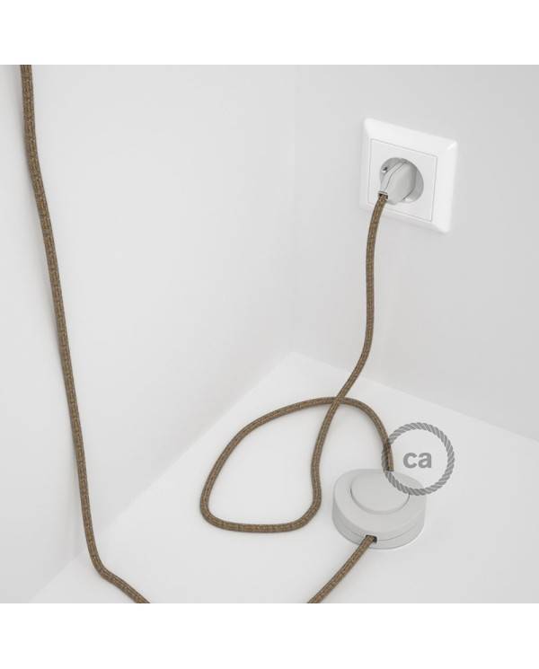 Wiring Pedestal, RS82 Brown Cotton and Natural Linen 3 m. Choose the colour of the switch and plug.