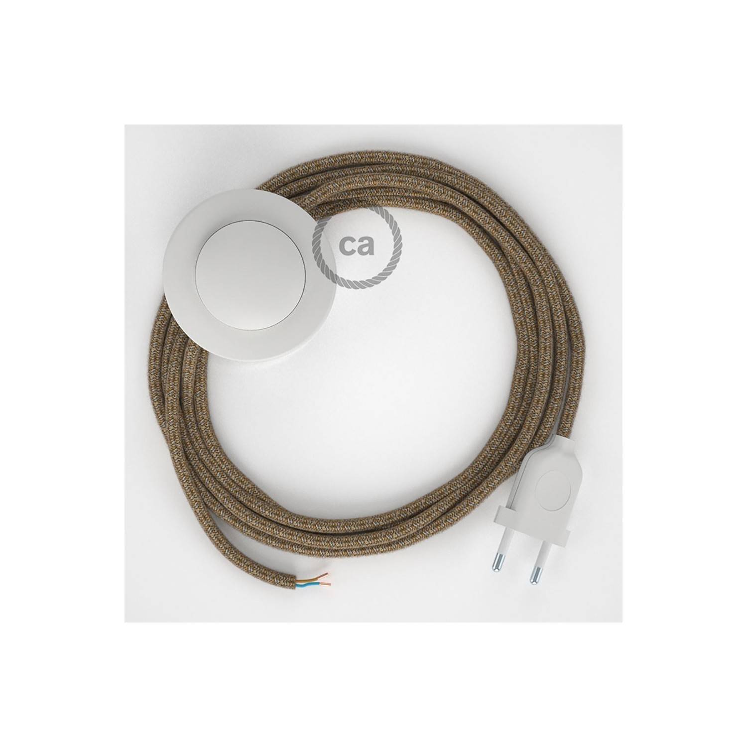 Wiring Pedestal, RS82 Brown Cotton and Natural Linen 3 m. Choose the colour of the switch and plug.