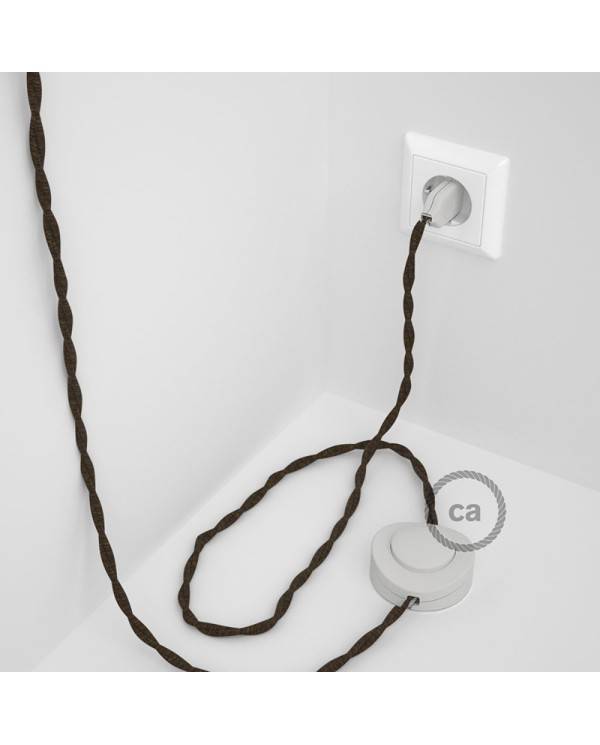 Wiring Pedestal, TN04 Brown Natural Linen 3 m. Choose the colour of the switch and plug.