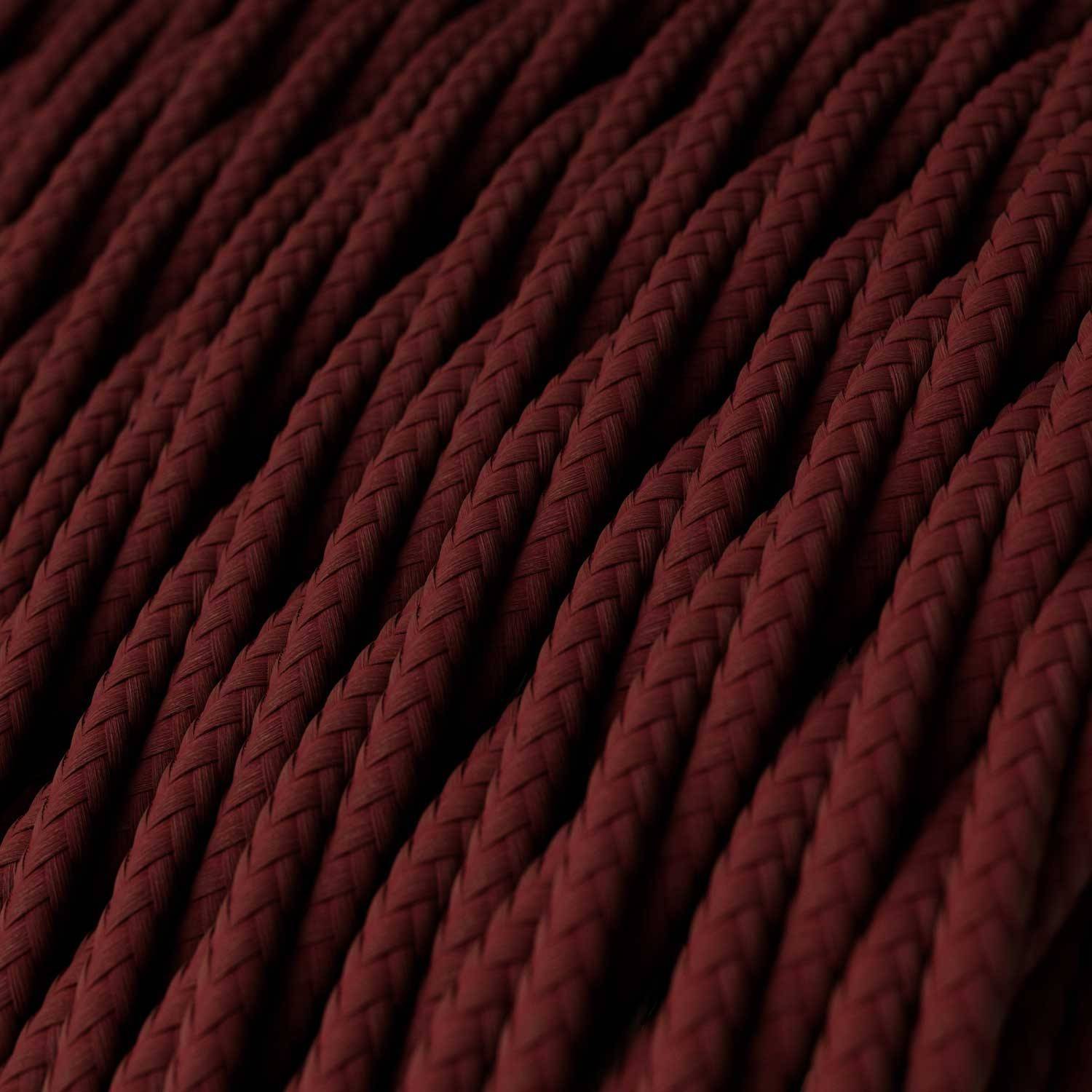 Gevlochten flexibele electriciteit textielkabel van viscose. TM19 - burgundy