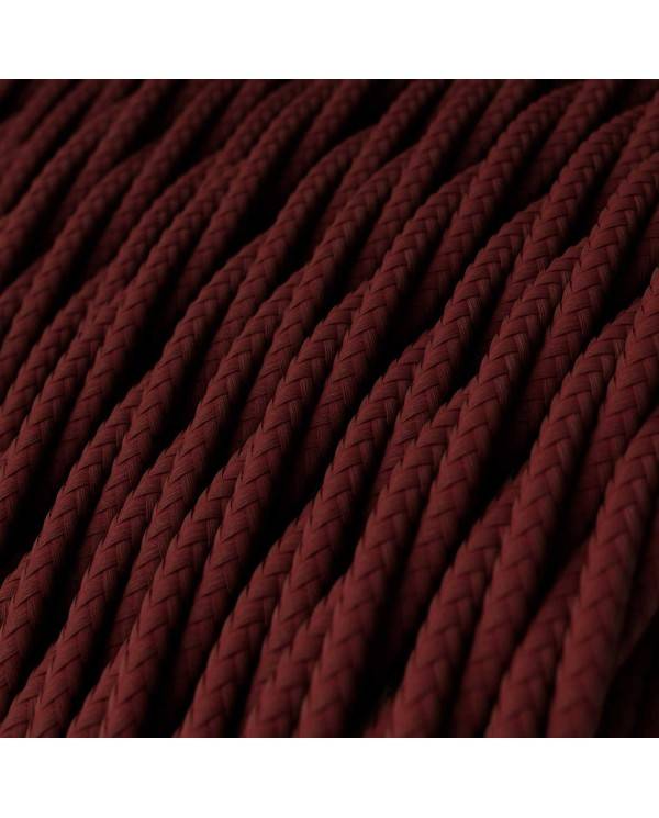 Gevlochten flexibele electriciteit textielkabel van viscose. TM19 - burgundy