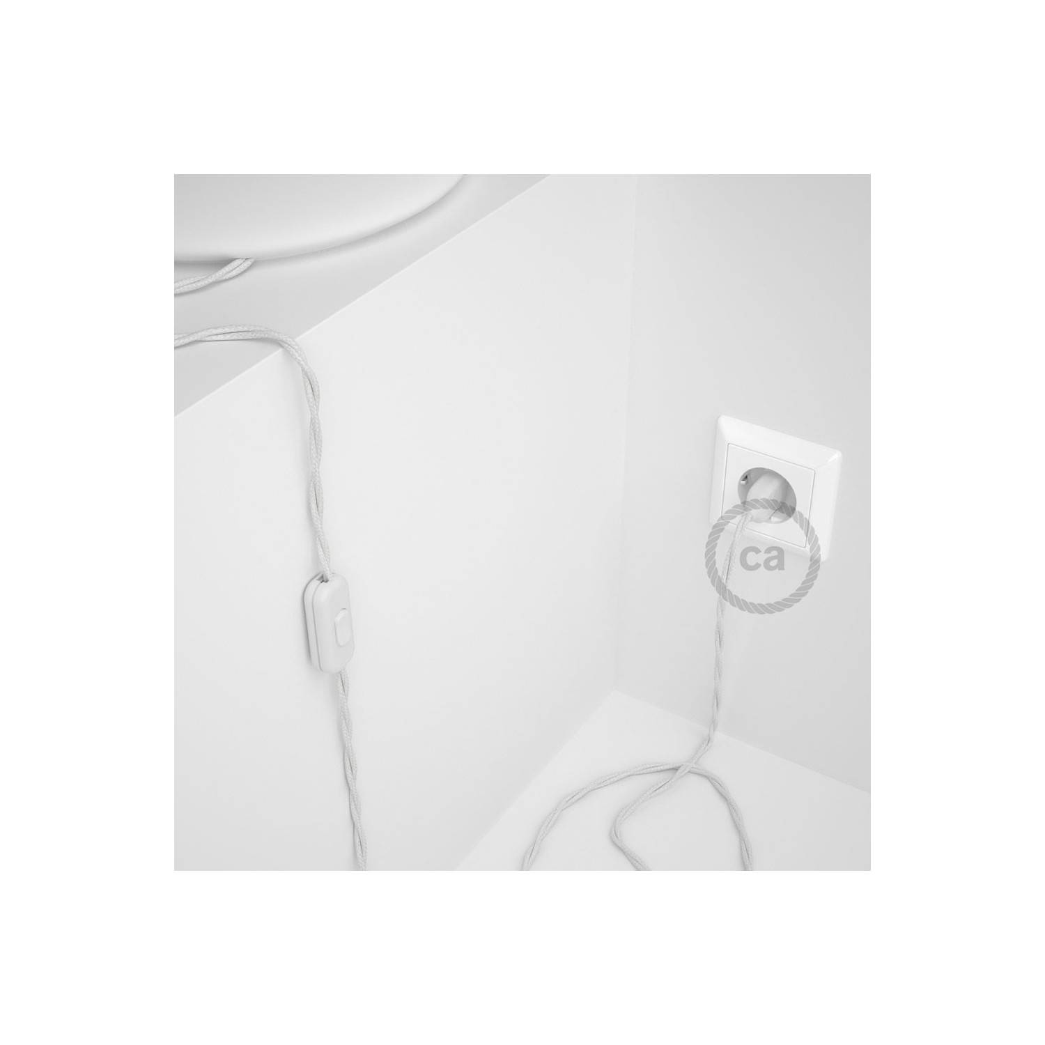 Lamp wiring, TC01 White Cotton 1,80 m. Choose the colour of the switch and plug.