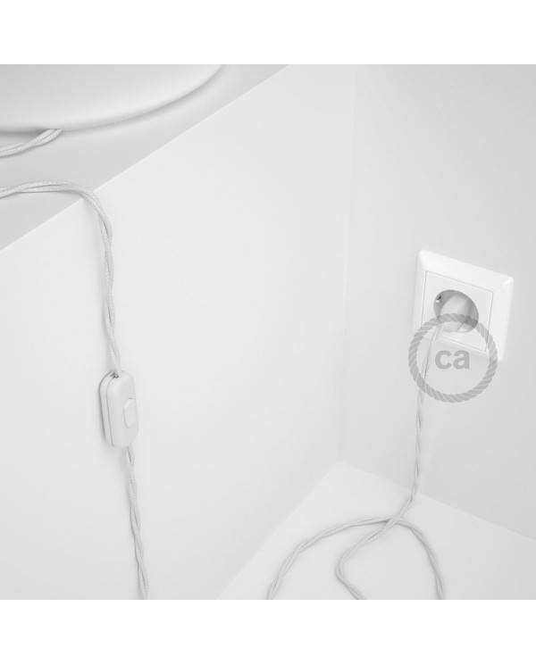 Lamp wiring, TC01 White Cotton 1,80 m. Choose the colour of the switch and plug.