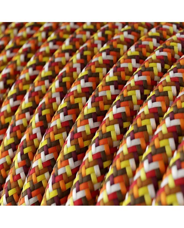 Cable eléctrico Redondo recubierto en tejido efecto seda RX01 Pixel Naranja