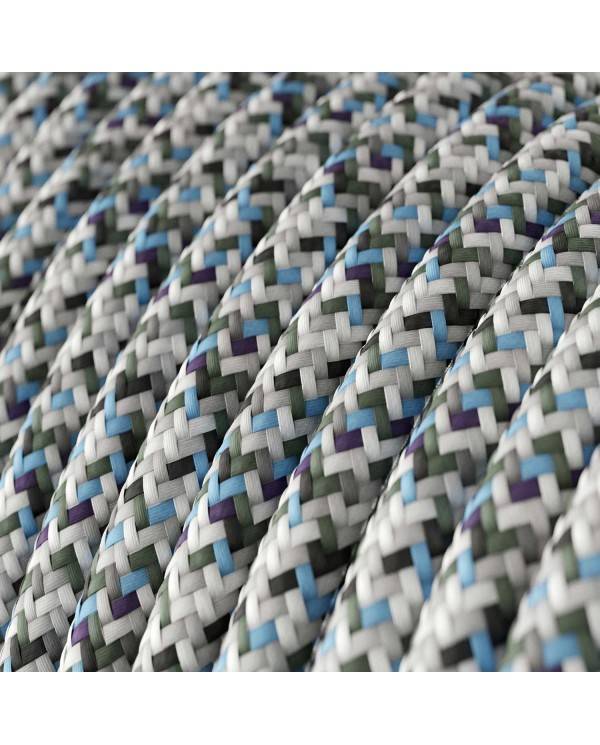 Ronde flexibele electriciteit textielkabel van viscose. RX04 - pixel motief kleur Ice