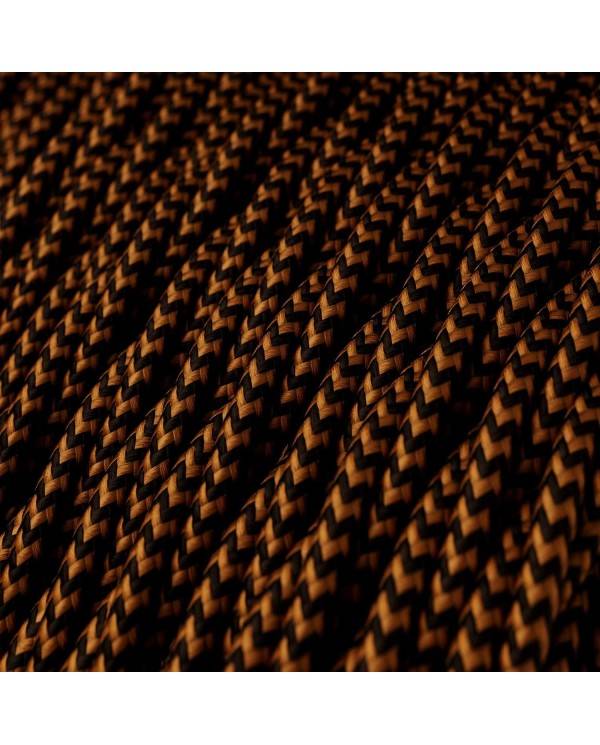 Glossy Black and Whiskey ZigZag Textile Cable - The Original Creative-Cables - TZ22 braided 2x0.75mm / 3x0.75mm