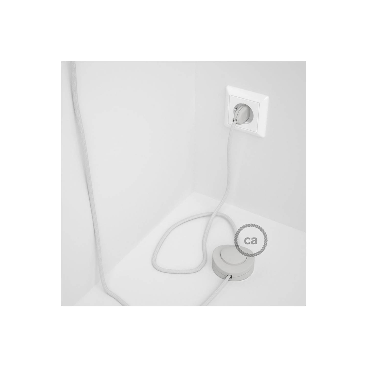 Wiring Pedestal, RC01 White Cotton 3 m. Choose the colour of the switch and plug.