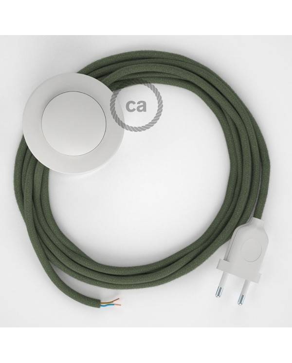 Cableado para lámpara de pie, cable RC63 Algodón Verde Gris 3 m. Elige tu el color de la clavija y del interruptor!