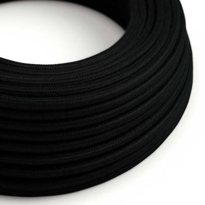 Czarny kabel w oplocie bawełnianym Carbon okrągły 2x0,75mm / 3x0,75mm - RC04