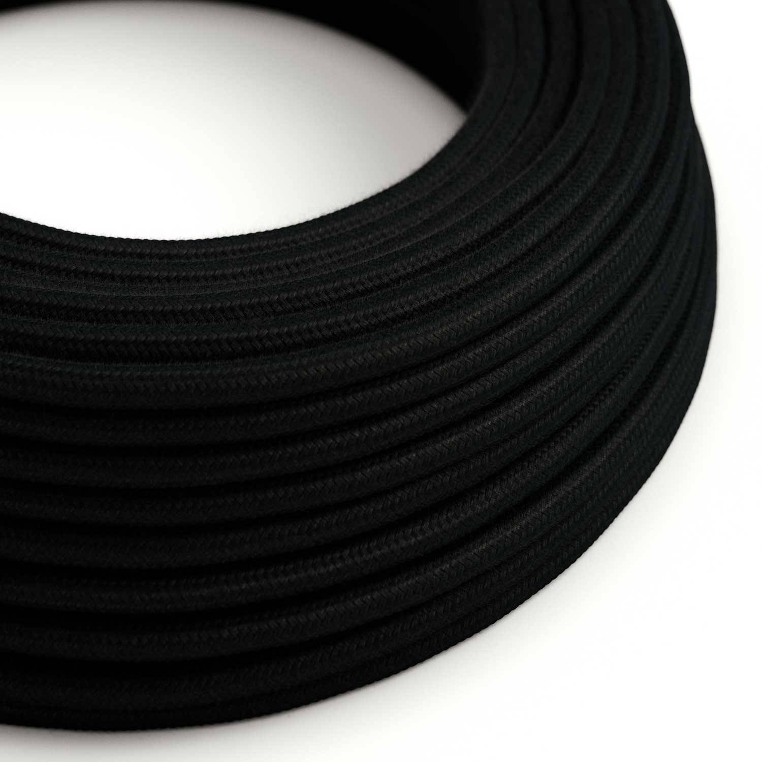 Cablu textil din bumbac, negru cărbune - Creative-Cables - RC04 rotund 2x0.75mm / 3x0.75mm