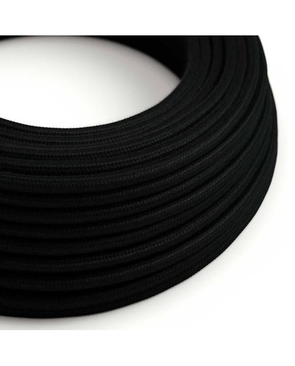 Cablu textil din bumbac, negru cărbune - Creative-Cables - RC04 rotund 2x0.75mm / 3x0.75mm