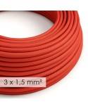 Large section electric cable 3x1,50 round - covered by rayon Red RM09