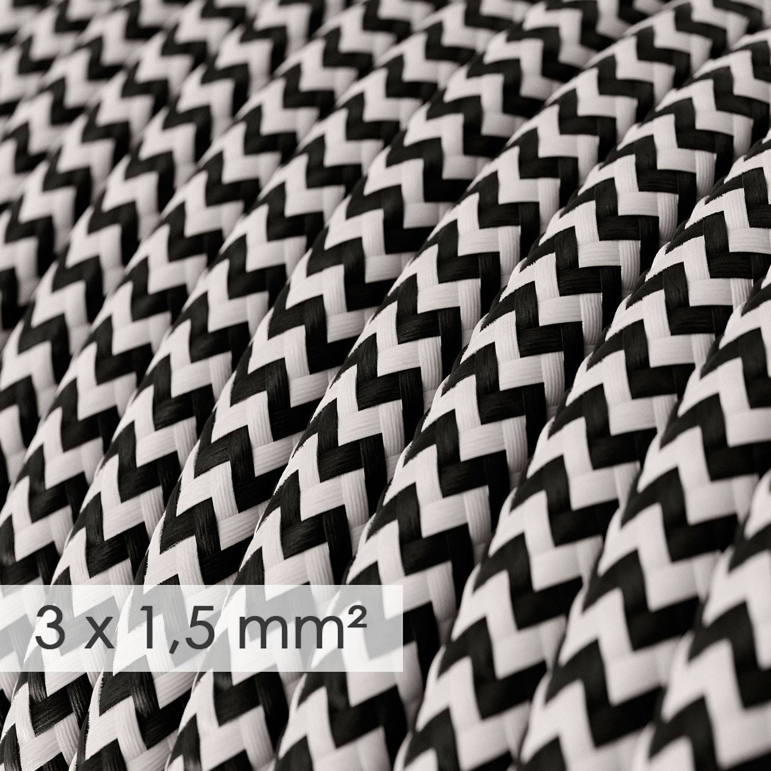 Cablu electric de secțiune mare 3x1,50 rotund - acoperit cu rayon ZigZag negru RZ04.