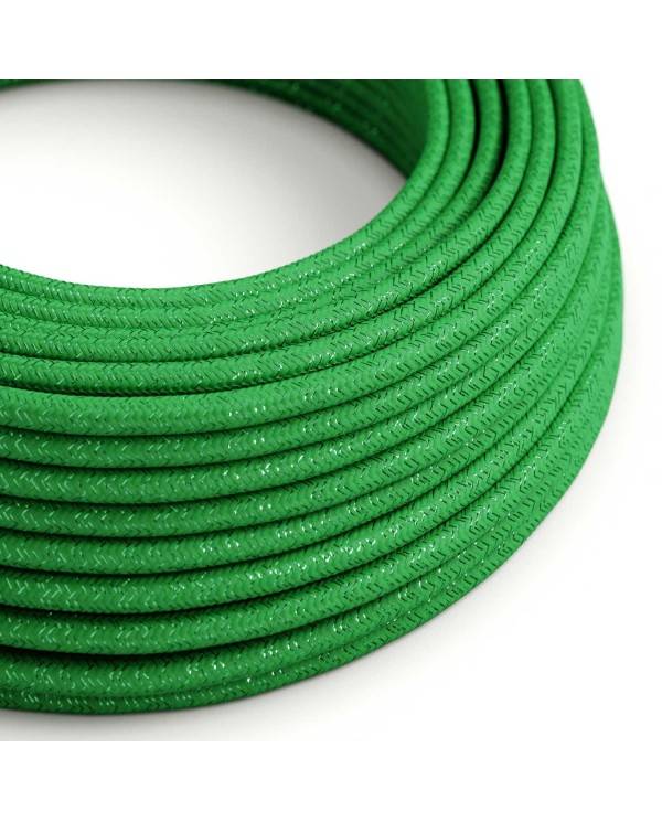 Cablu textil strălucitor de culoare verde iarbă - Creative-Cables Original - RL06 rotund 2x0.75mm / 3x0.75mm