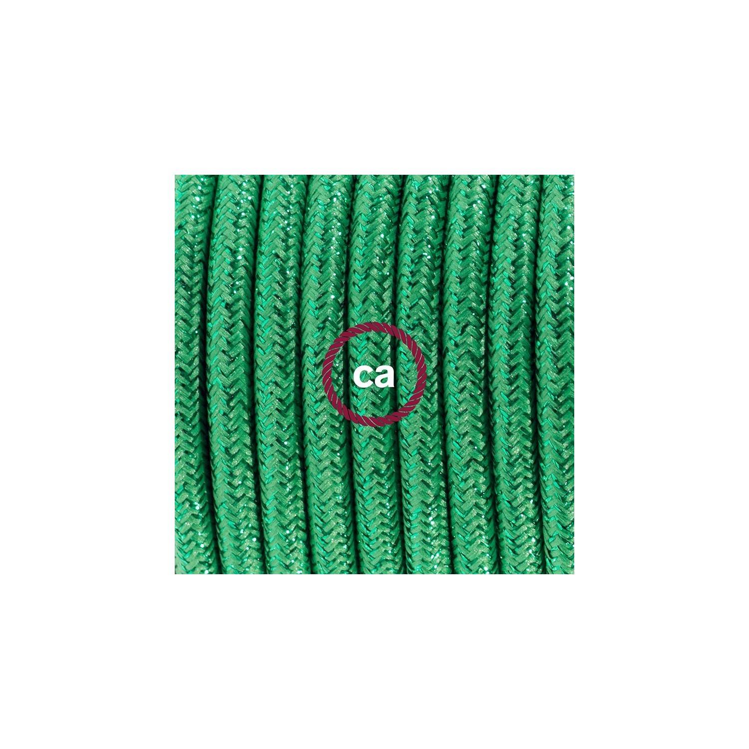 Cableado para lámpara de pie, cable RL06 Efecto Seda Glitter Verde 3 m. Elige tu el color de la clavija y del interruptor!