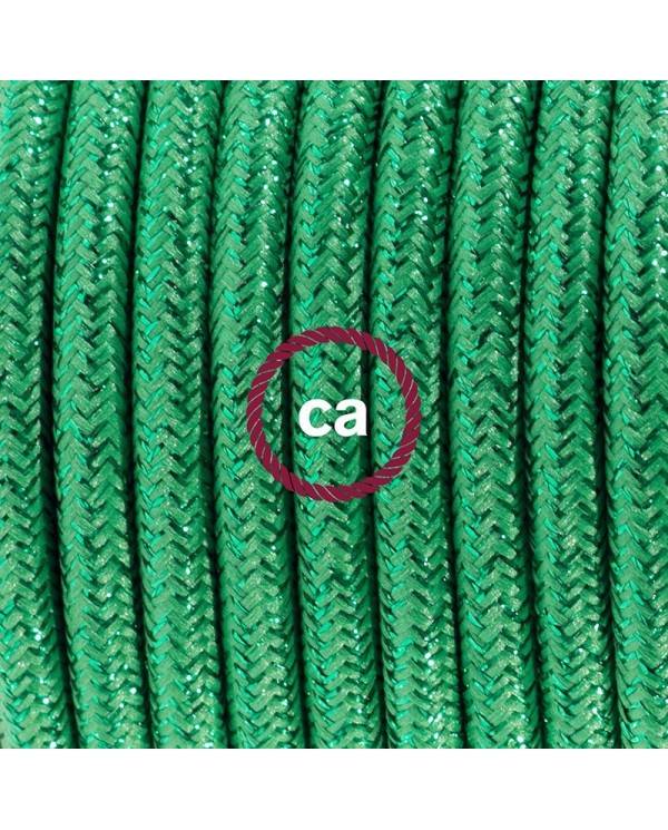 Cableado para lámpara de pie, cable RL06 Efecto Seda Glitter Verde 3 m. Elige tu el color de la clavija y del interruptor!