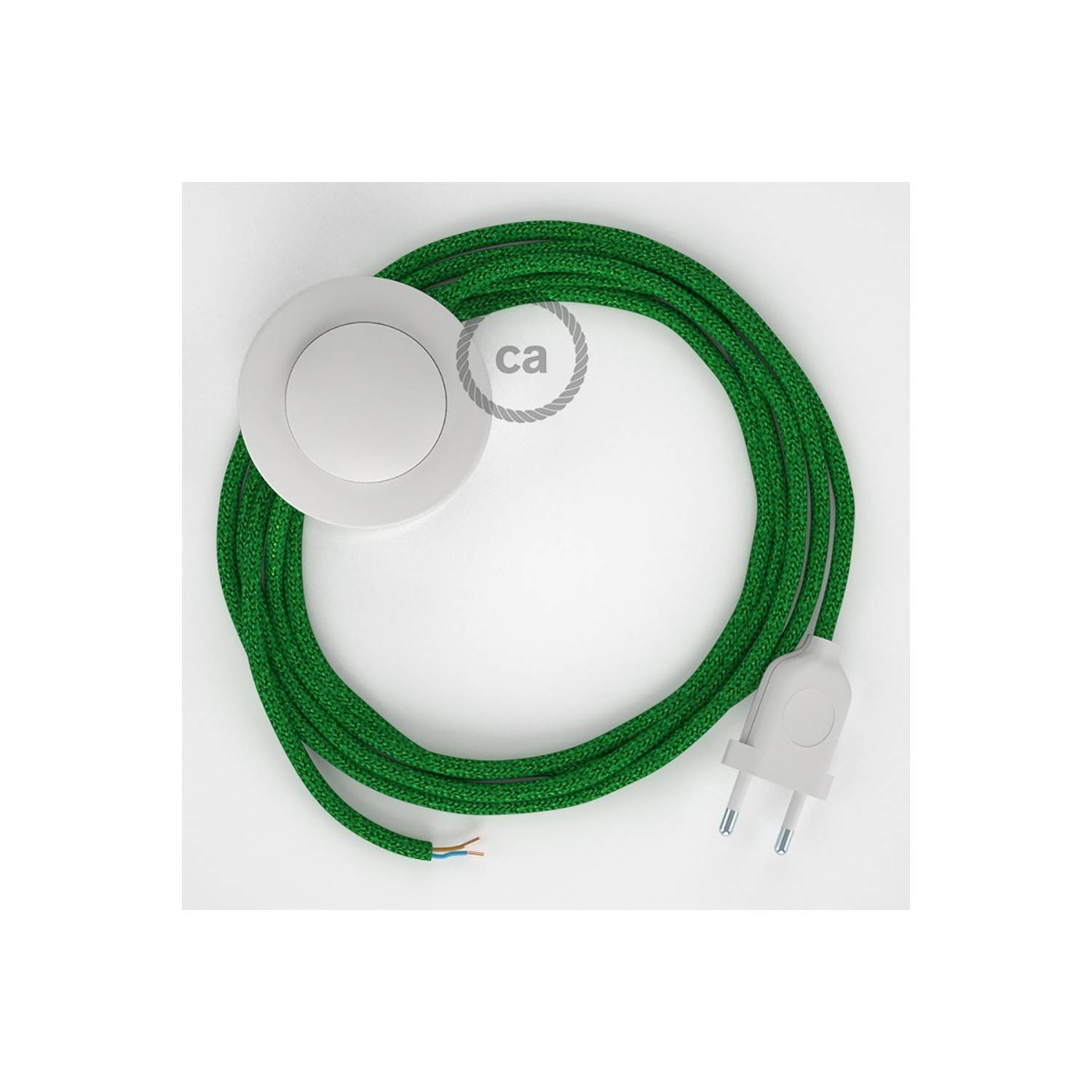 Cableado para lámpara de pie, cable RL06 Efecto Seda Glitter Verde 3 m. Elige tu el color de la clavija y del interruptor!