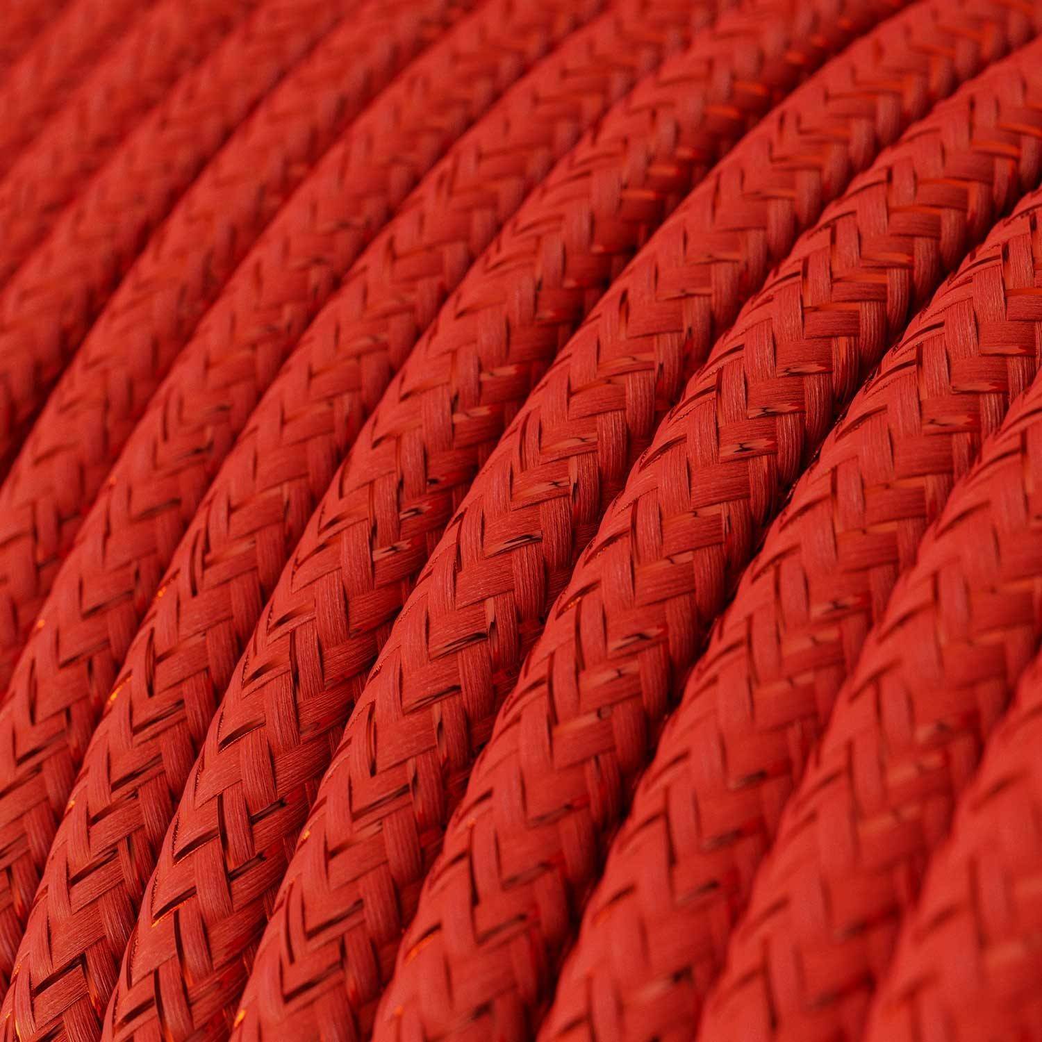 Cable Eléctrico Redondo Recubierto en tejido Efecto Seda Color Sólido, Rojo Glitter RL09