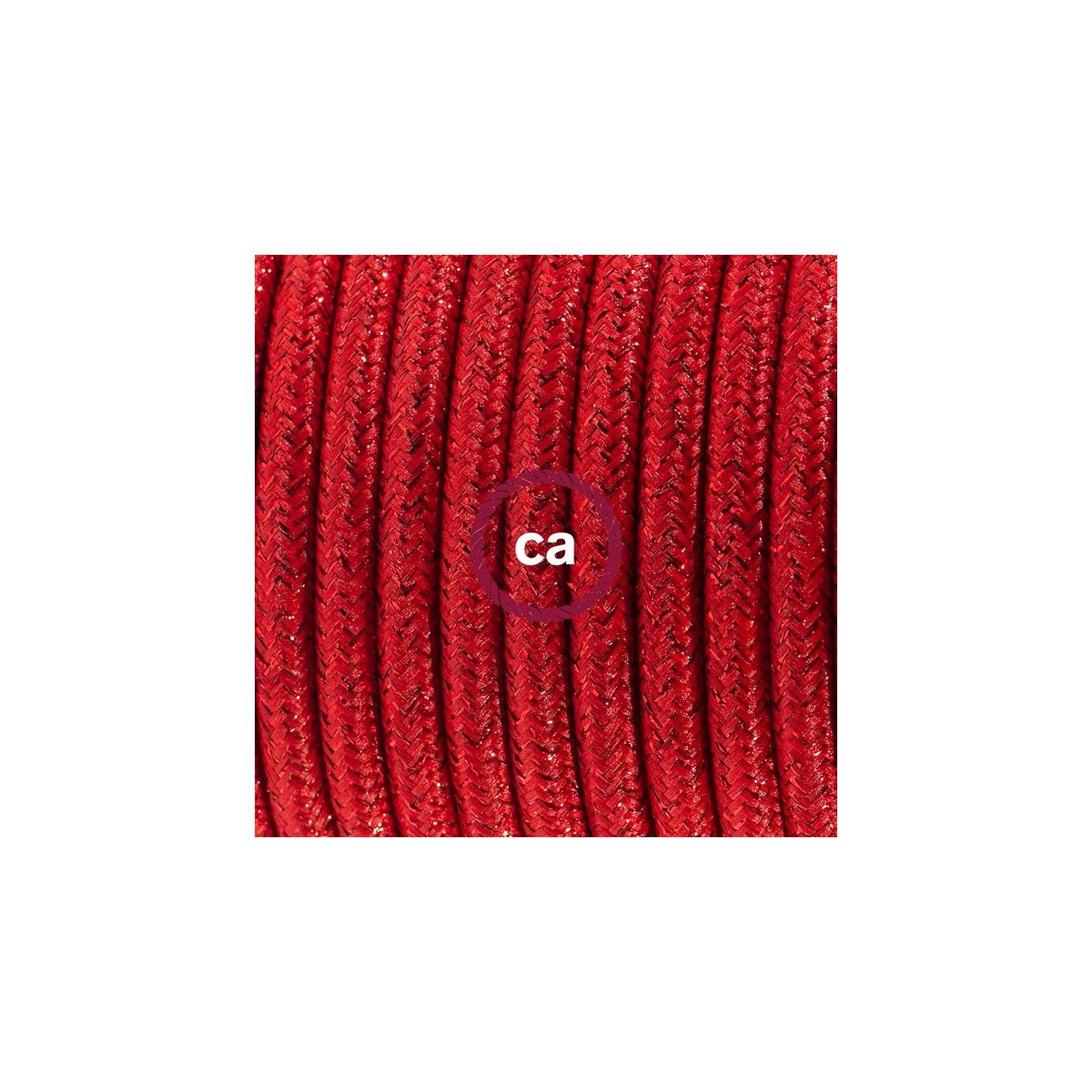 Cableado para lámpara de pie, cable RL09 Efecto Seda Glitter Rojo 3 m. Elige tu el color de la clavija y del interruptor!