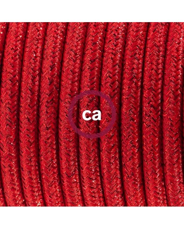 Cableado para lámpara de pie, cable RL09 Efecto Seda Glitter Rojo 3 m. Elige tu el color de la clavija y del interruptor!