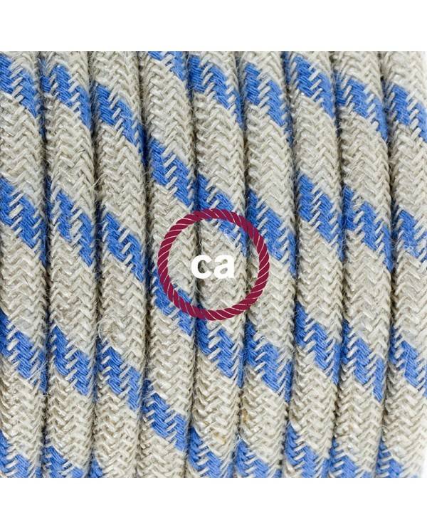 Lamp wiring, RD55 Blue Steward Stripes Cotton and Natural Linen 1,80 m. Choose the colour of the switch and plug.