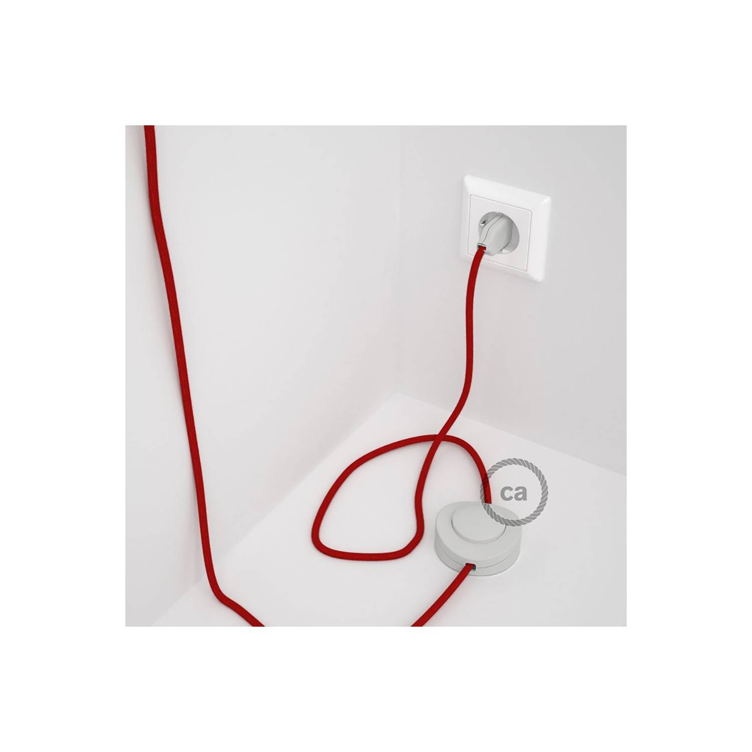 Wiring Pedestal, RC35 Fire Red Cotton 3 m. Choose the colour of the switch and plug.