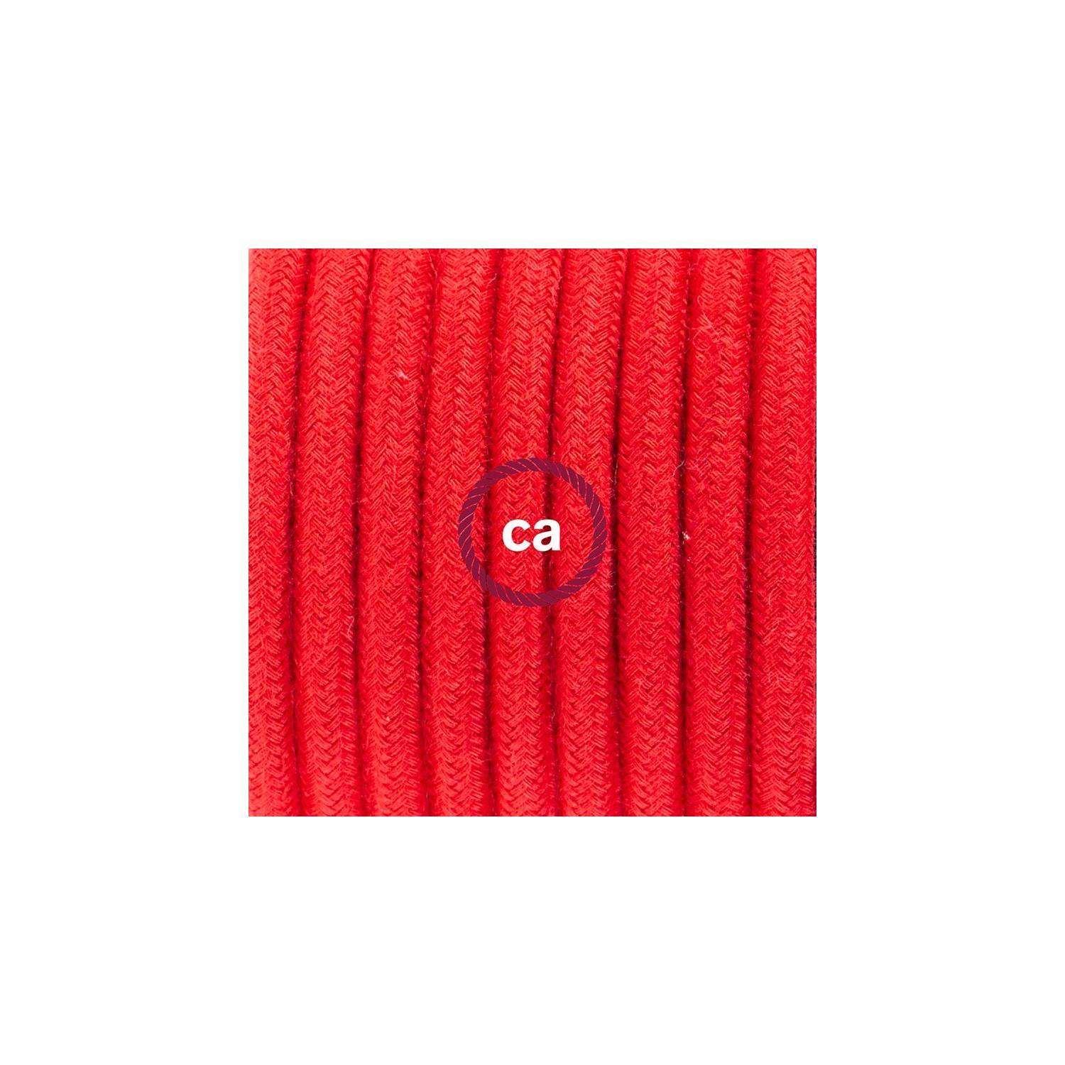 Cableado para lámpara de pie, cable RC35 Algodón Rojo Fuego 3 m. Elige tu el color de la clavija y del interruptor!