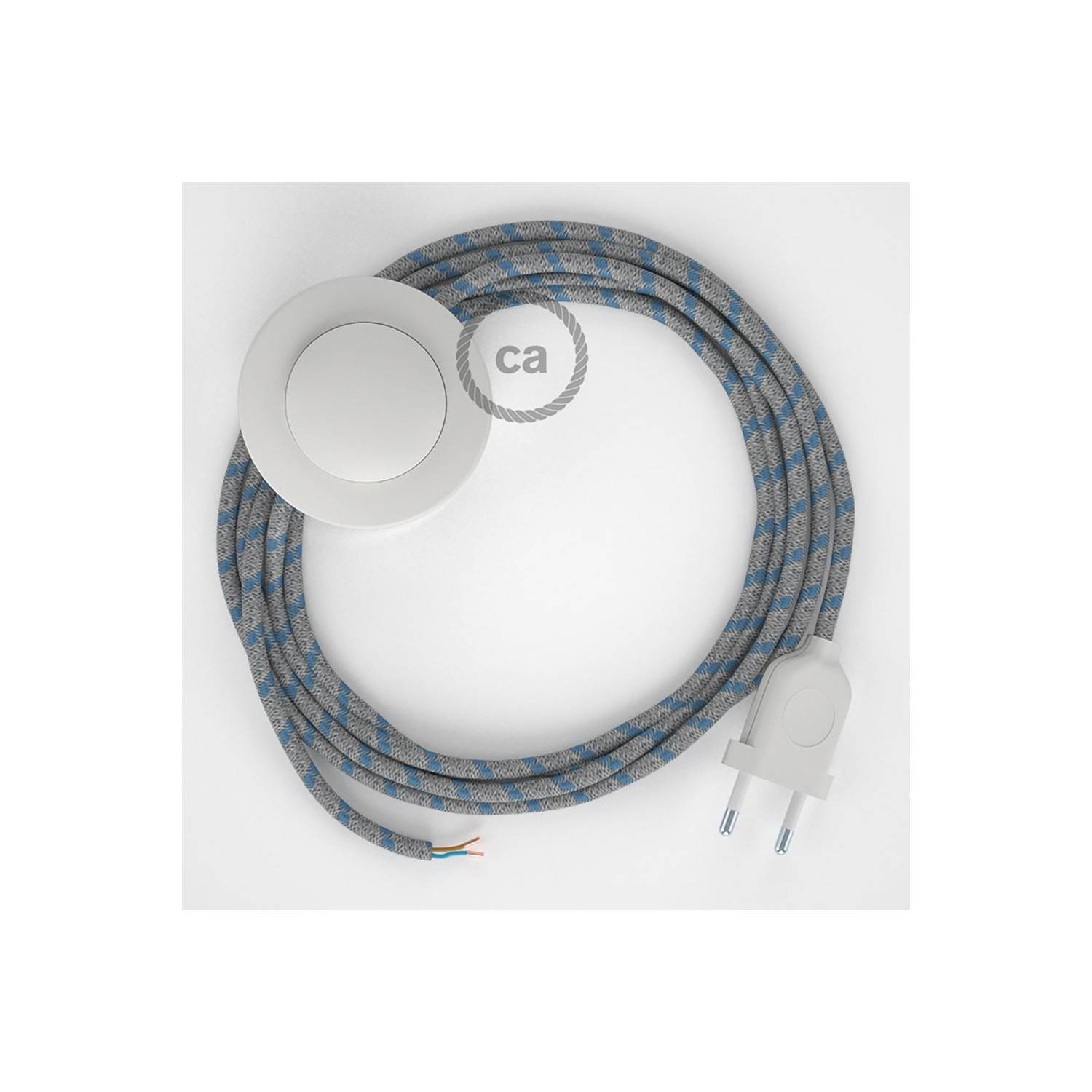 Wiring Pedestal, RD55 Blue Steward Stripes Cotton and Natural Linen 3 m. Choose the colour of the switch and plug.