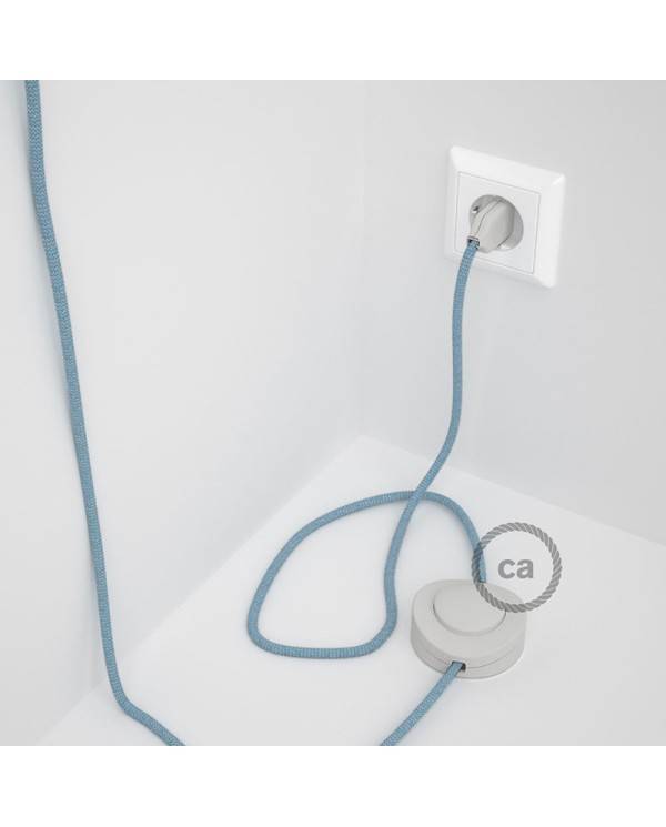 Wiring Pedestal, RD75 Blue Steward ZigZag Cotton and Natural Linen 3 m. Choose the colour of the switch and plug.