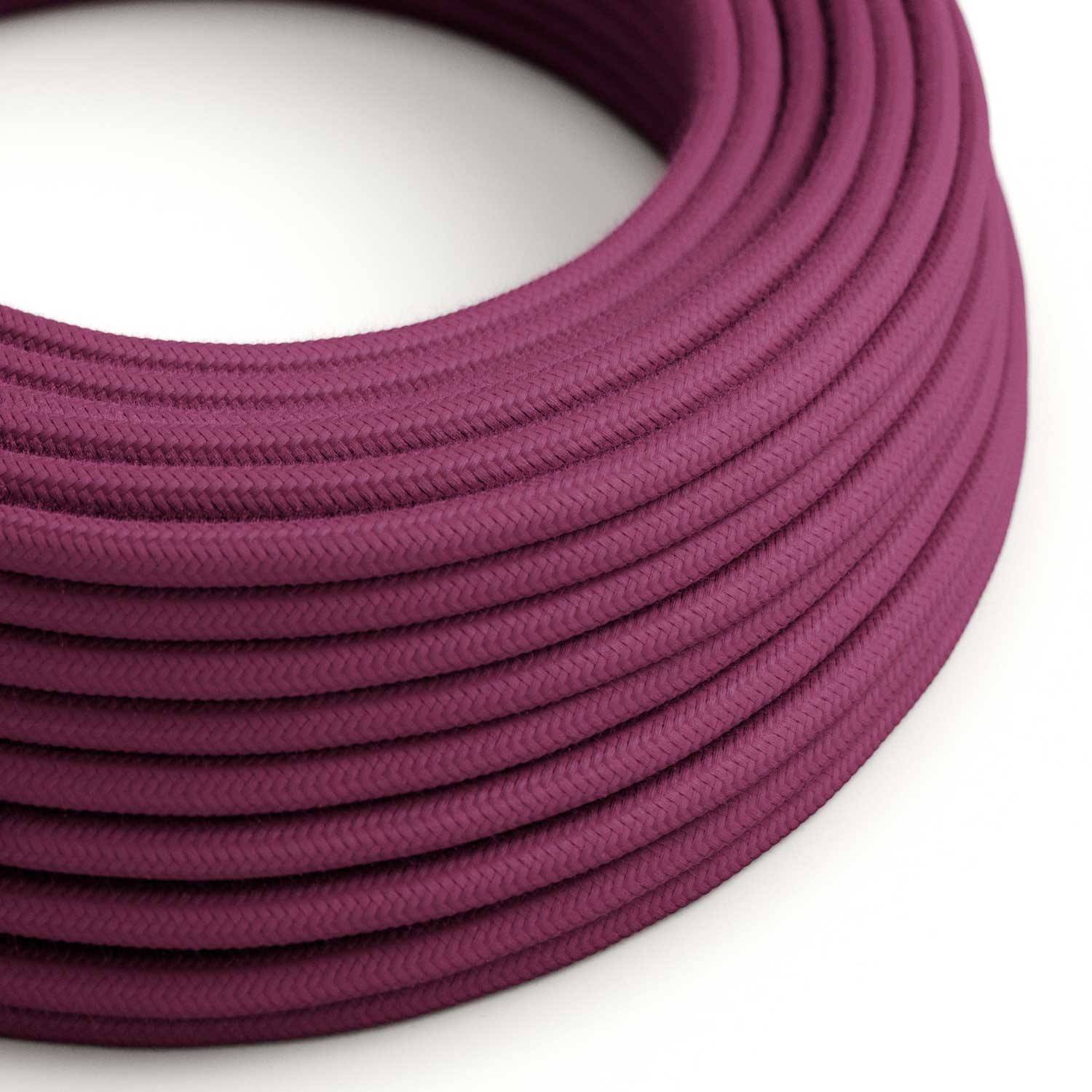 Cable Eléctrico Redondo Recubierto en Algodón Color Sólido Rojo Violeta RC32