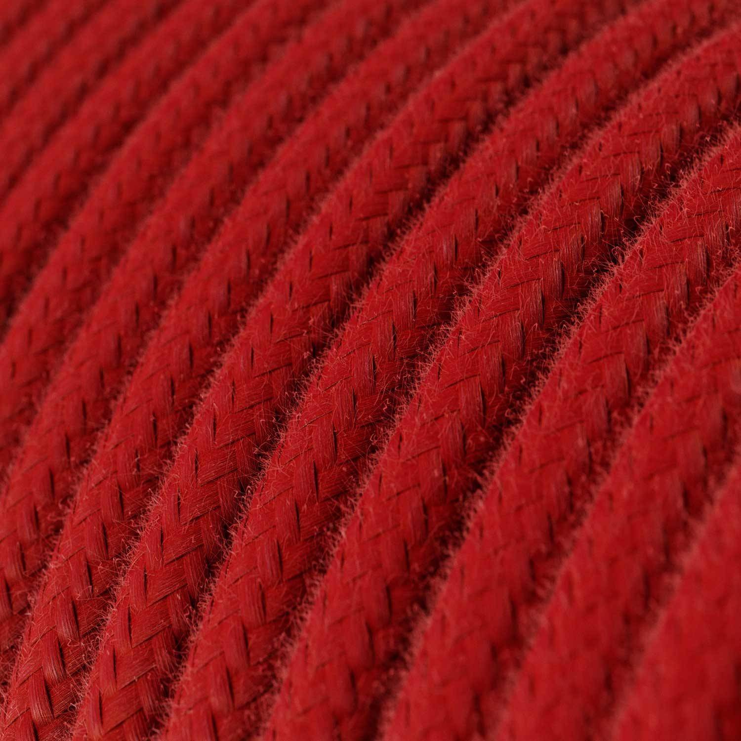 Cabo elétrico redondo em algodão cor sólida RC35 Vermelho Fogo