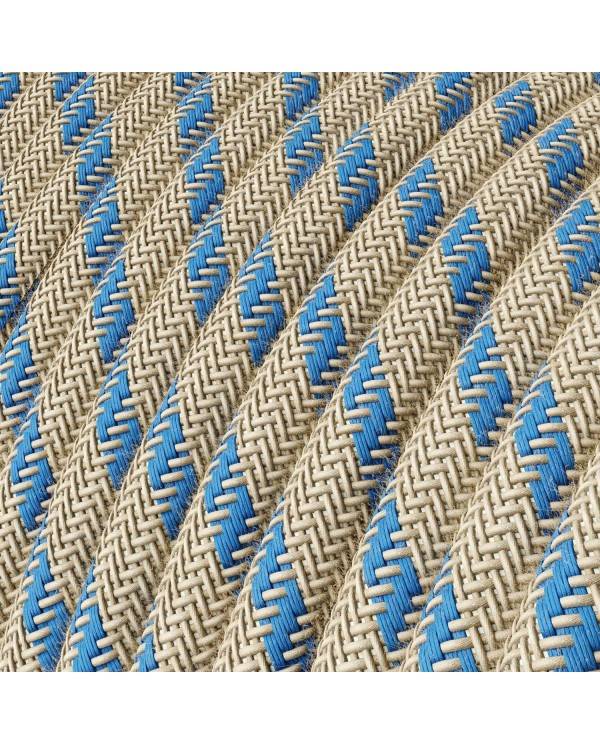 Textilkabel, stewardblau-beige gestreift - Das Original von Creative-Cables - RD55 rund 2x0.75mm / 3x0.75mm