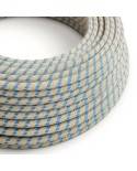 Cablu textil cu dungi albastre și bej Steward - Creative-Cables Original - rotund RD55 2x0.75mm / 3x0.75mm