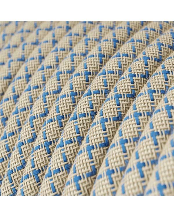 Blue Steward and Beige Criss-Cross Textile Cable - The Original Creative-Cables - RD65 round 2x0.75mm / 3x0.75mm