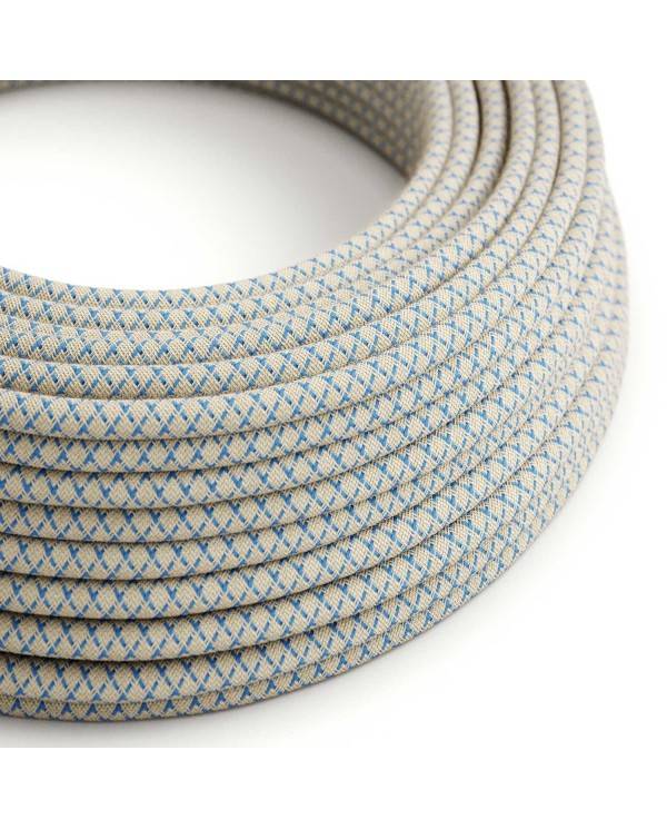 Blue Steward and Beige Criss-Cross Textile Cable - The Original Creative-Cables - RD65 round 2x0.75mm / 3x0.75mm