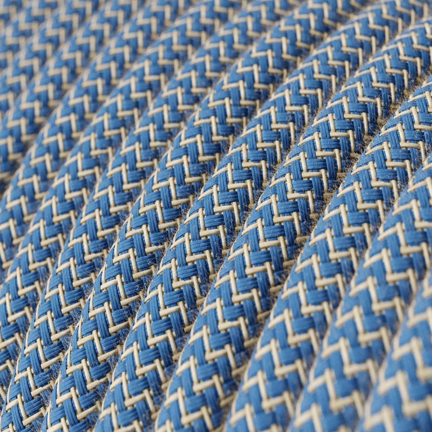 Steward Blue and Beige ZigZag Textile Cable - The Original Creative-Cables - RD75 Round 2x0.75mm / 3x0.75mm