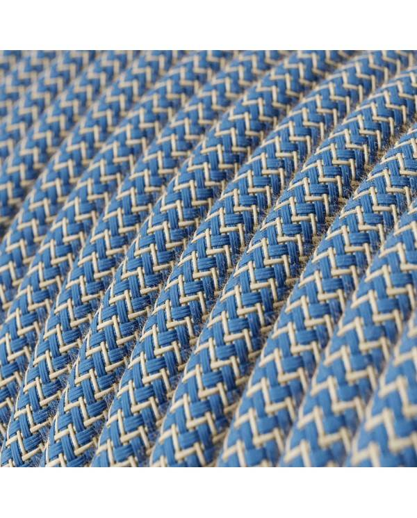 Steward Blue and Beige ZigZag Textile Cable - The Original Creative-Cables - RD75 Round 2x0.75mm / 3x0.75mm