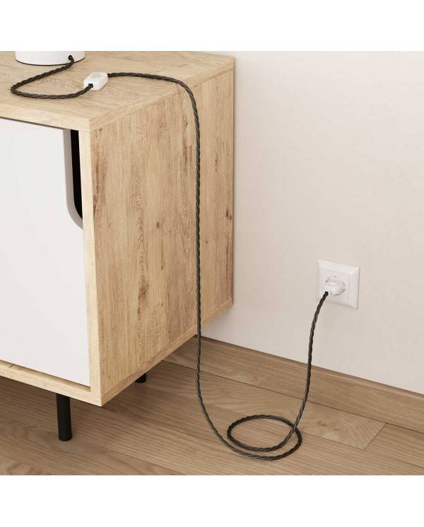 Cable Eléctrico Trenzado Recubierto en tejido Efecto Seda Color Sólido, Gris Oscuro TM26