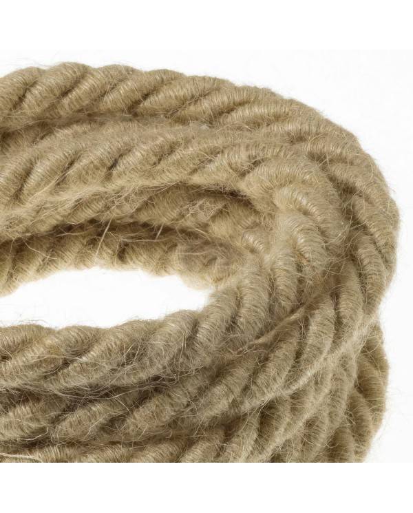 XL electrical cord, electrical cable 3x0,75. Rough jute fabric covering. Diameter 16mm.