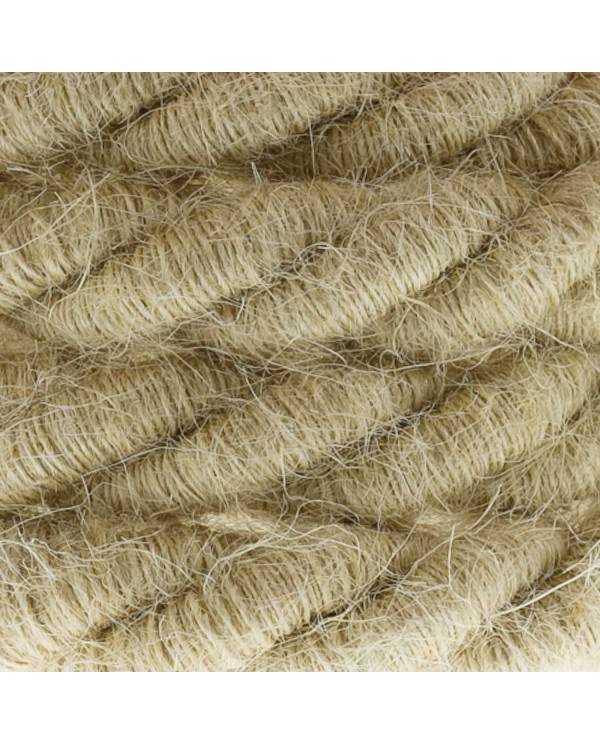 Electrische XL touwkabel, 3 x 0,75 mm. Binnenkabels bedekt met textiel en jute. Diameter 16 mm.