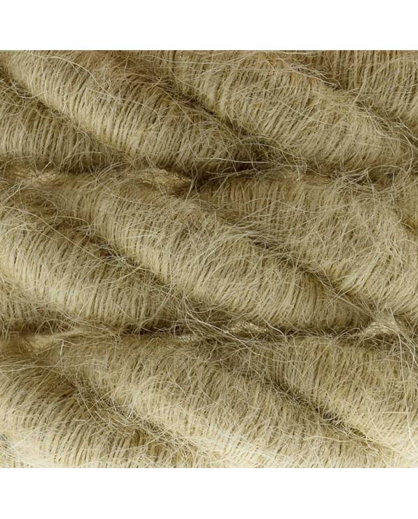 Electrische 2XL touwkabel, 3 x 0,75 mm. Binnenkabels bedekt met textiel en jute. Diameter 24 mm.