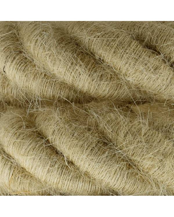 Electrische 3XL touwkabel, 3 x 0,75 mm. Binnenkabels bedekt met textiel en jute.. Diameter 30 mm.