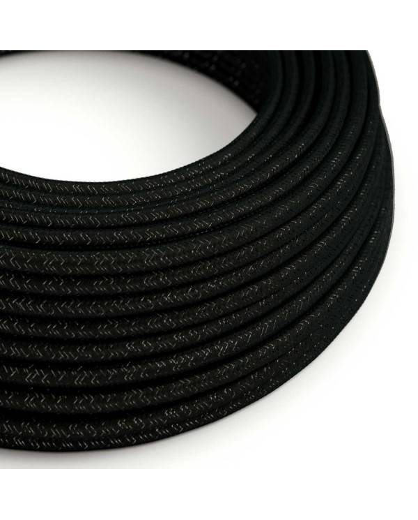 Cablu textil negru lucios cu sclipici - Originalul Creative-Cables - RL04 rotund 2x0.75mm / 3x0.75mm