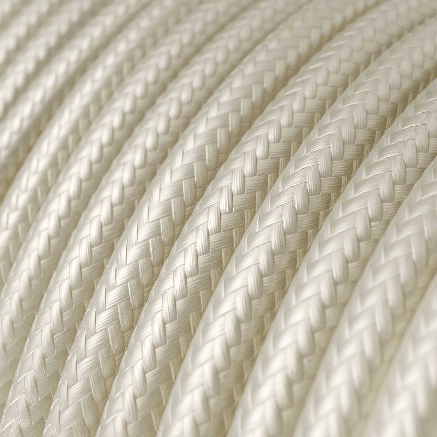 Cablu textil lucios alb perlat - The Original Creative-Cables - RM00 rotund 2x0.75mm / 3x0.75mm