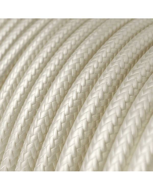 Cablu textil lucios alb perlat - The Original Creative-Cables - RM00 rotund 2x0.75mm / 3x0.75mm