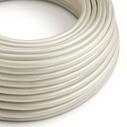 Cablu textil lucios alb perlat - The Original Creative-Cables - RM00 rotund 2x0.75mm / 3x0.75mm