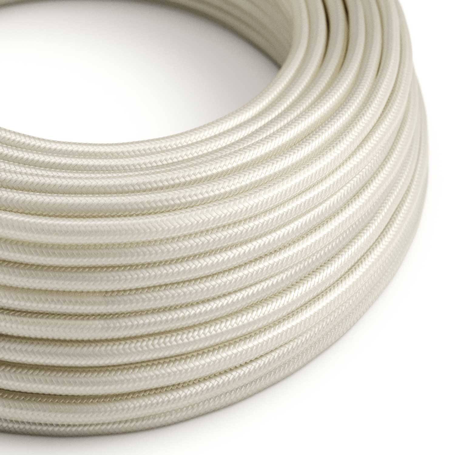 Glossy Pearl White Textile Cable - The Original Creative-Cables - RM00 round 2x0.75mm / 3x0.75mm