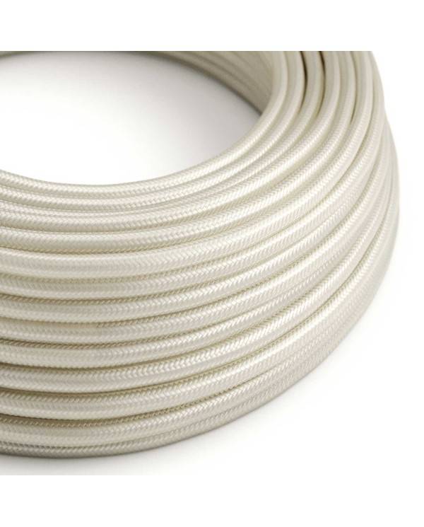 Cablu textil lucios alb perlat - The Original Creative-Cables - RM00 rotund 2x0.75mm / 3x0.75mm